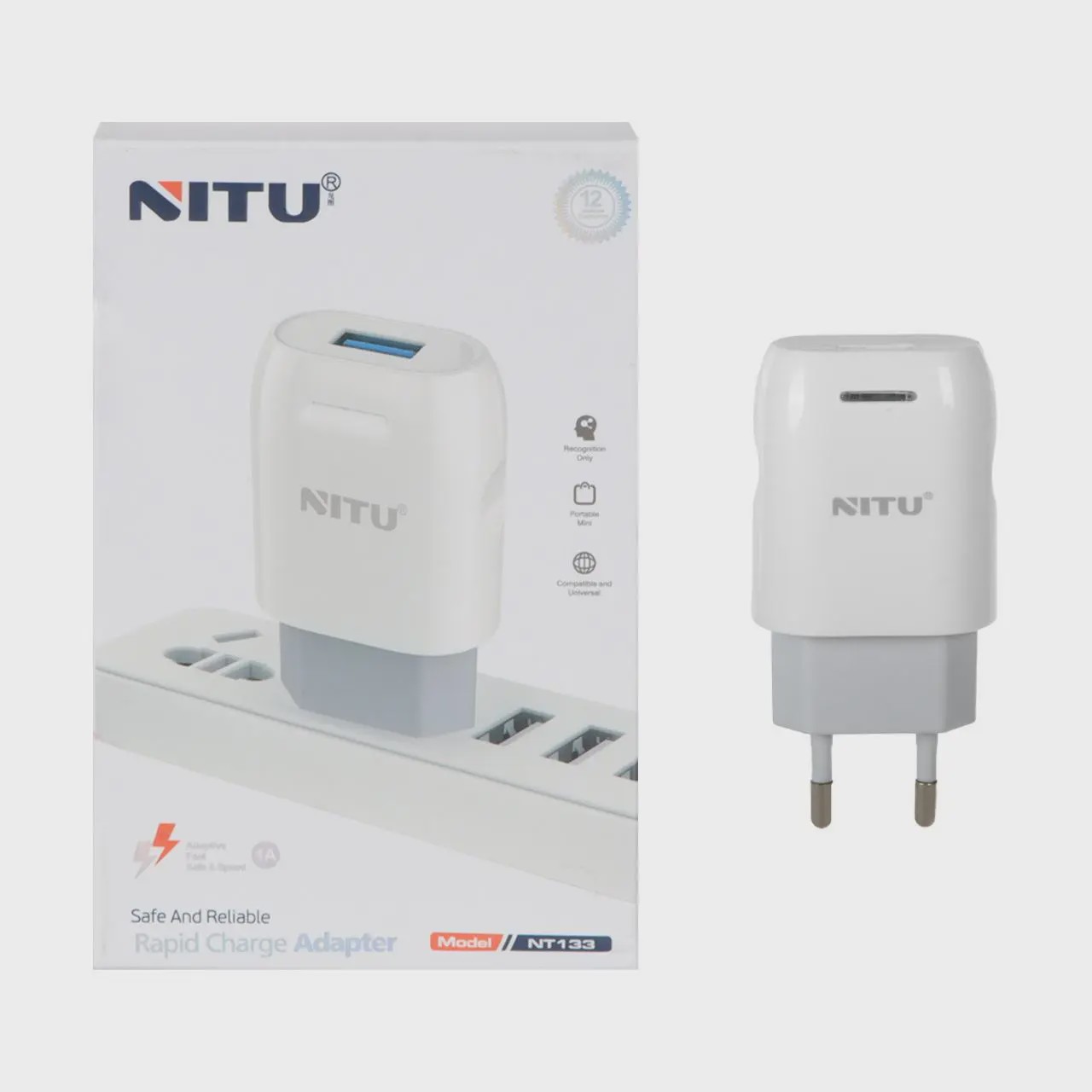 شارژر دیواری فست تک پورت Nitu مدل NT133 - سفید (گارانتی 12 ماه تعویض نیکان همراه) آوانور - پس کرایه