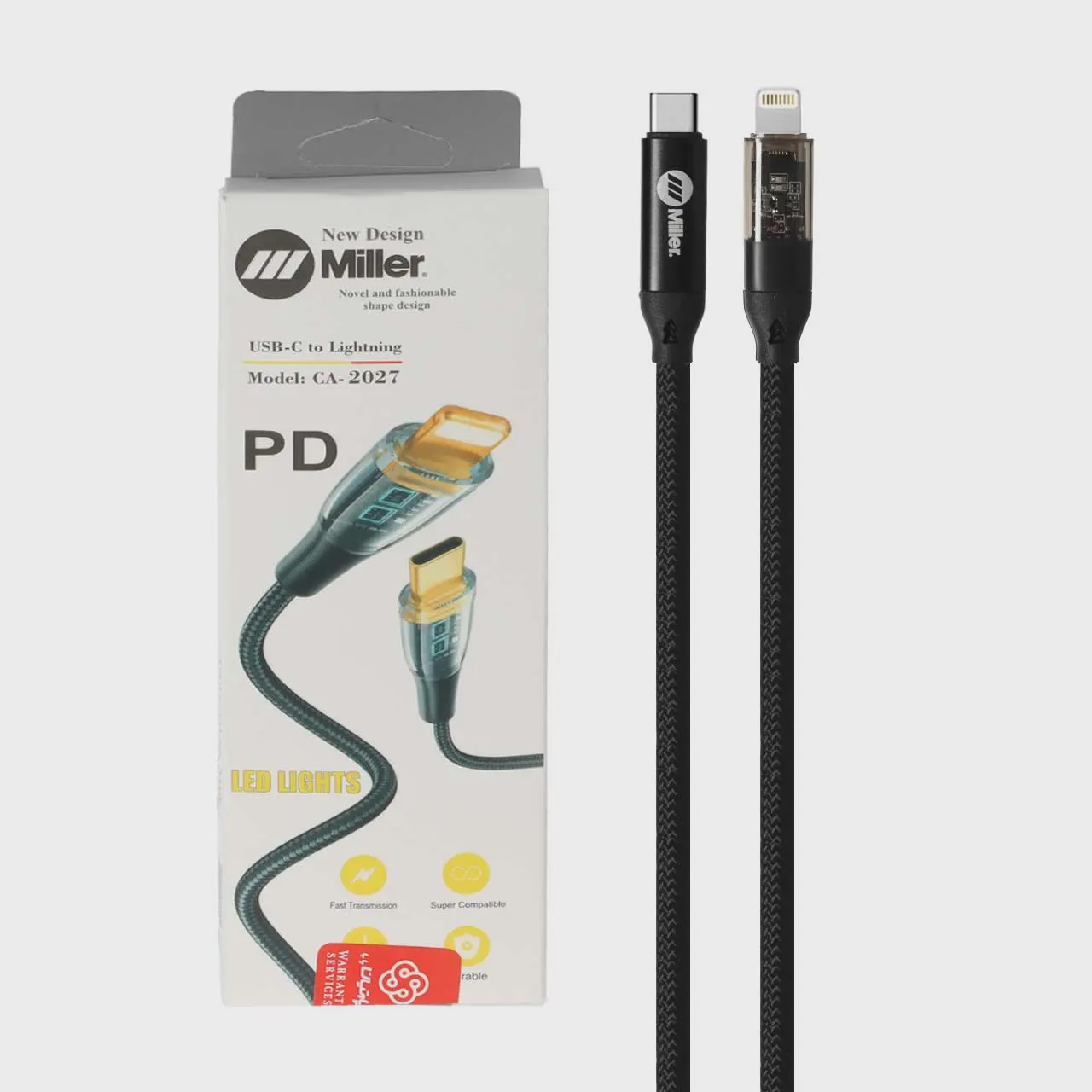 کابل شارژ PD و فست Miller Type-C To Lightning مدل CA-2027 100W - مشکی (گارانتی پارتیان پایا) آوانور - پس کرایهجدید