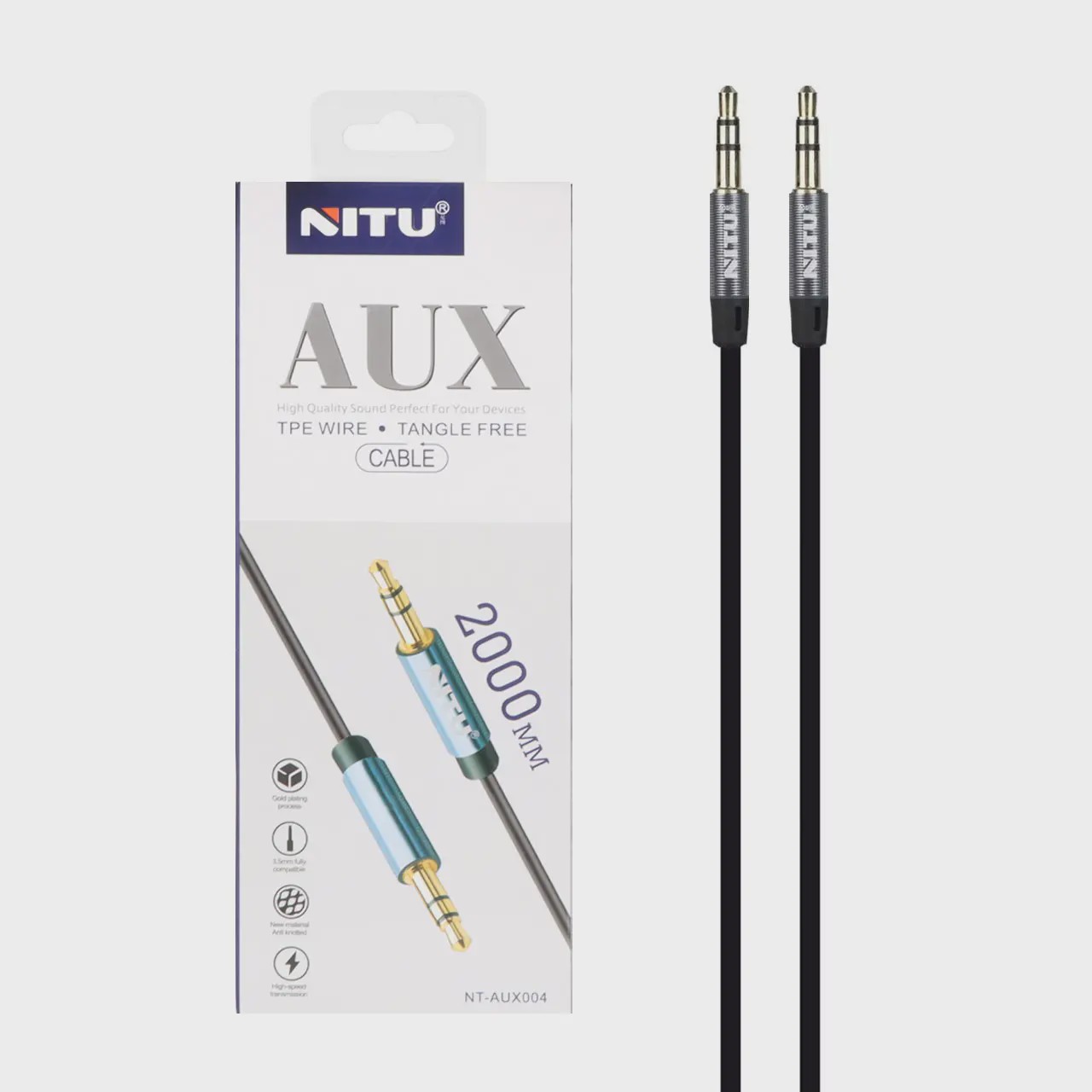 کابل 2 متری Nitu Aux مدل NT- Aux004 - مشکی آوانور - پس کرایه