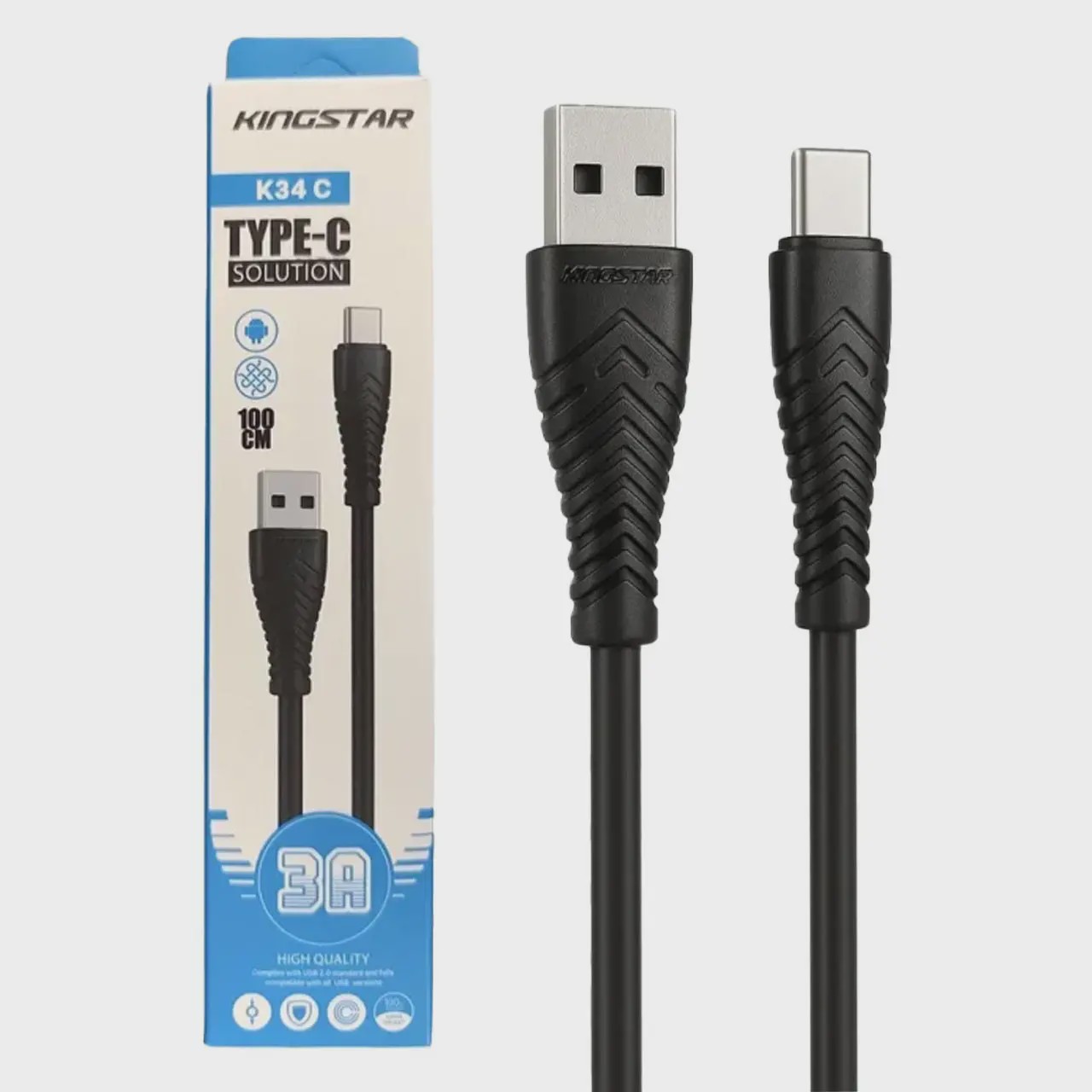 کابل شارژ KingStar Type-C مدل K34 C - مشکی (گارانتی متین) آوانور - پس کرایهجدید