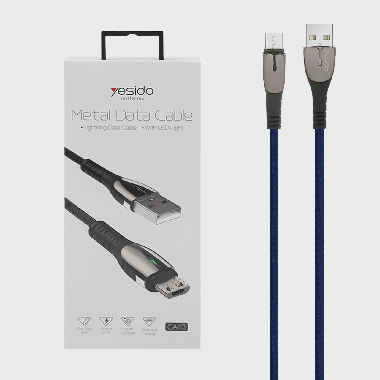 کابل شارژ فست اندروید Yesido مدل CA43 - آبی (گارانتی 18 ماهه تعویض نیکان همراه) آوانور - پس کرایهجدید