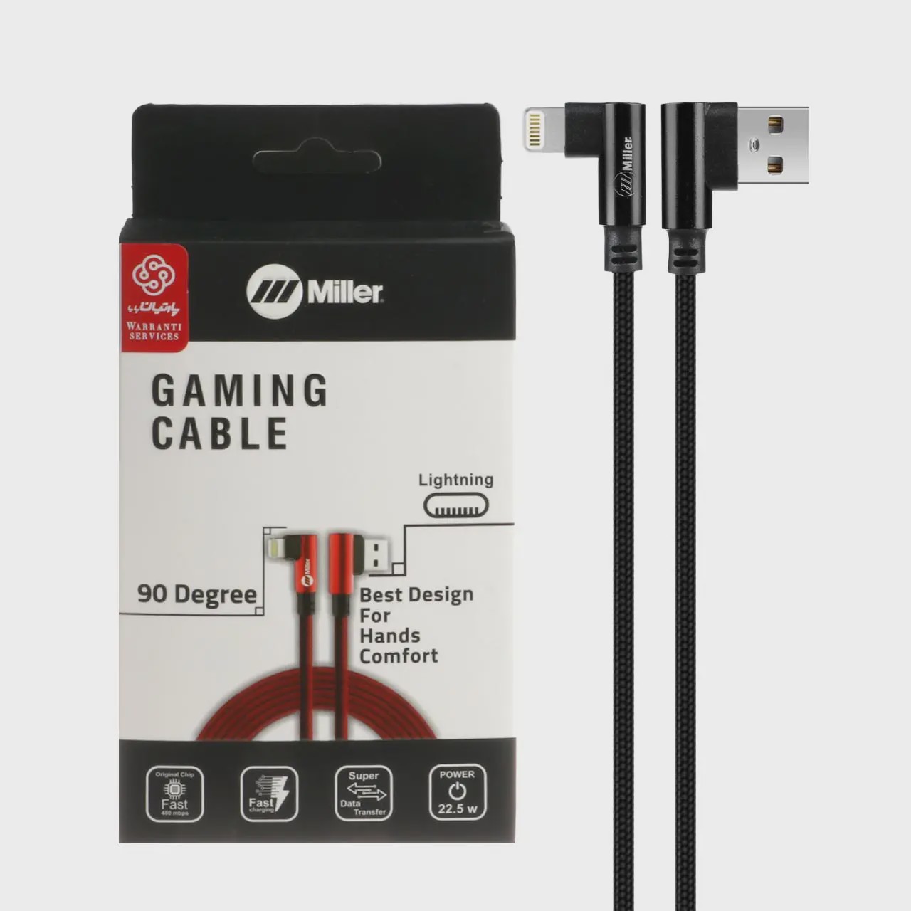 کابل شارژ 3 متری فست آیفون Miller مدل CA-1156 - مشکی (گارانتی پارتیان پایا) آوانور - پس کرایه