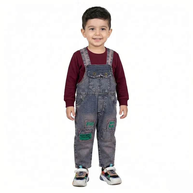 بیلر نوزادی پسرانه جین سایز 6 تا 18 ماه رنگ آبی