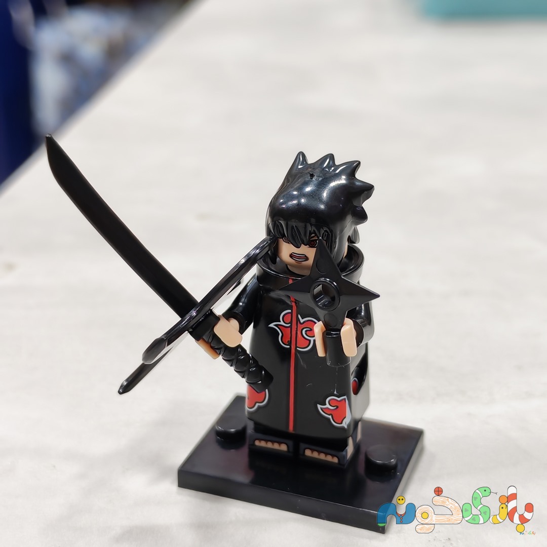 مینیفیگور لگو ساسکه اوچیها لباس آکاتسوکی Sasuke Uchiha Taka انیمه ناروتو همراه شمشیر کاتانا و شوریکن بزرگ