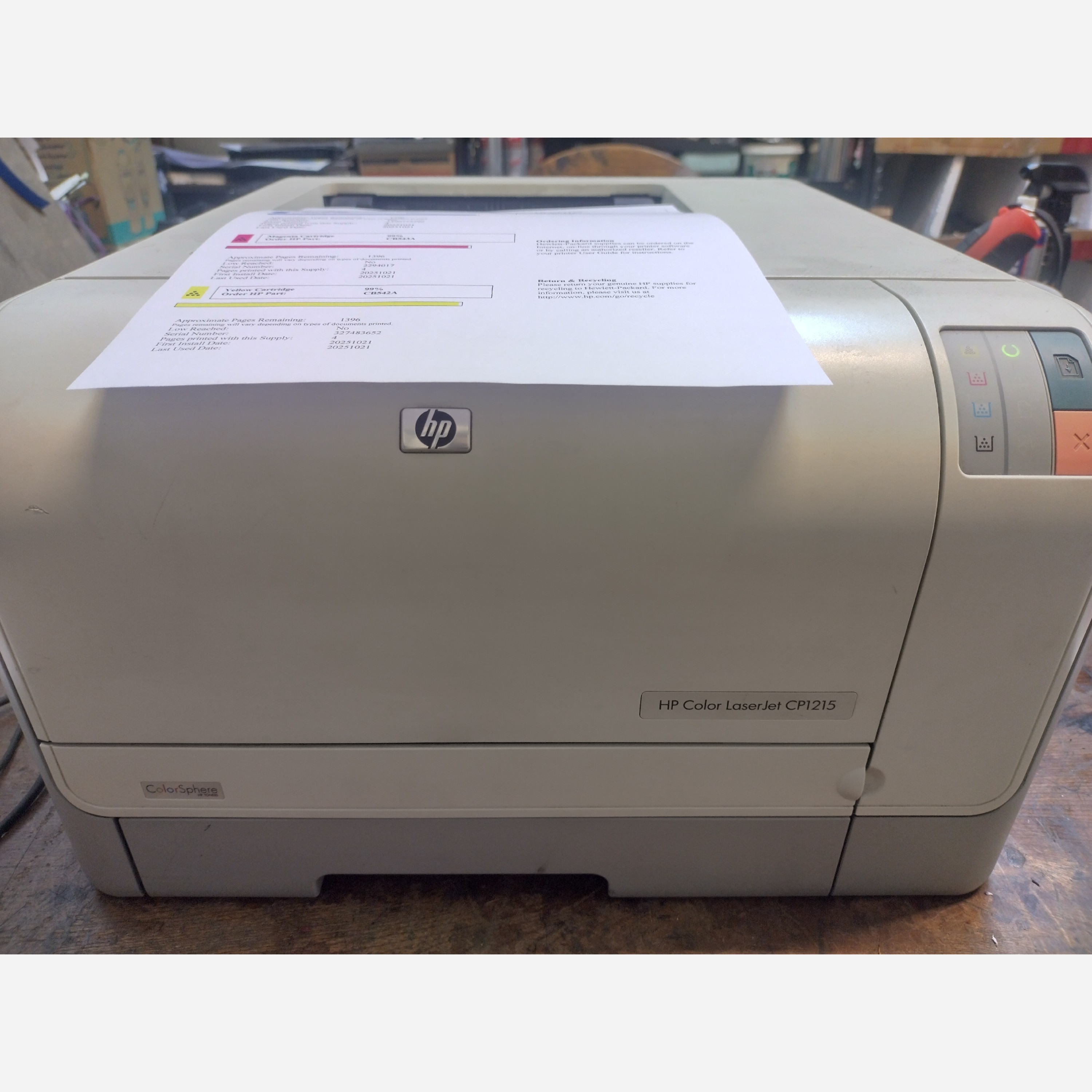پرینتر تک کاره لیزری رنگی اچ پی مدل hp 1215 با کارتریج فول شارژ جدید