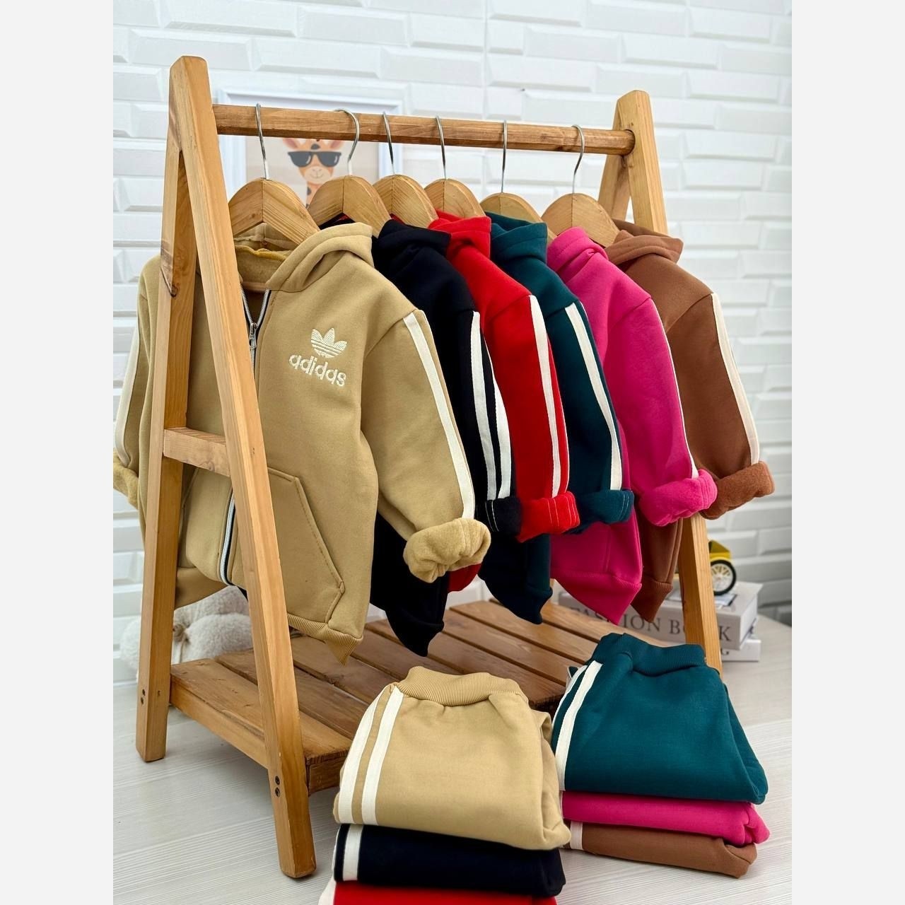 ست بچگانه سویشرت و شلوار کلاهدار دورس داخل کرکی ضخیم آدیداس
