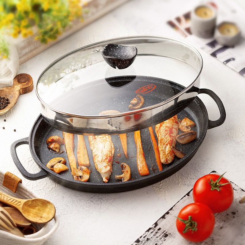 تابه بیضی سایز 32 چدن نالینو