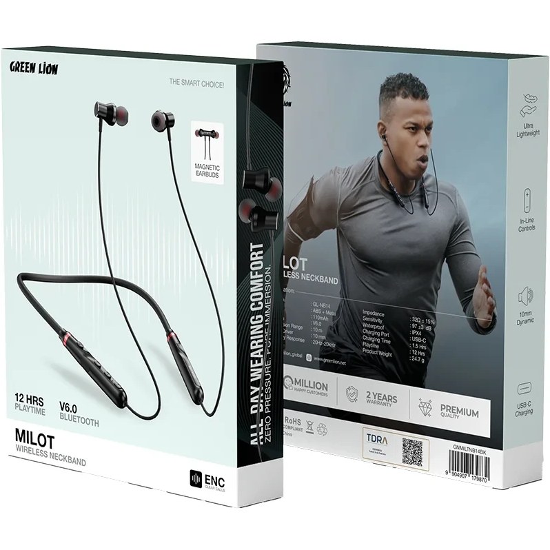 هنذفری گردنی گرین لاین Green Lion Milot Wireless neckbandجدید
