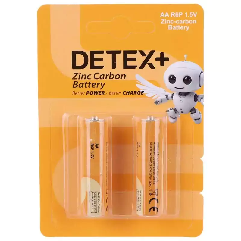 باتری قلمی زینک کربن دیتکس پلاس +DETEX بسته 2 عددیجدید