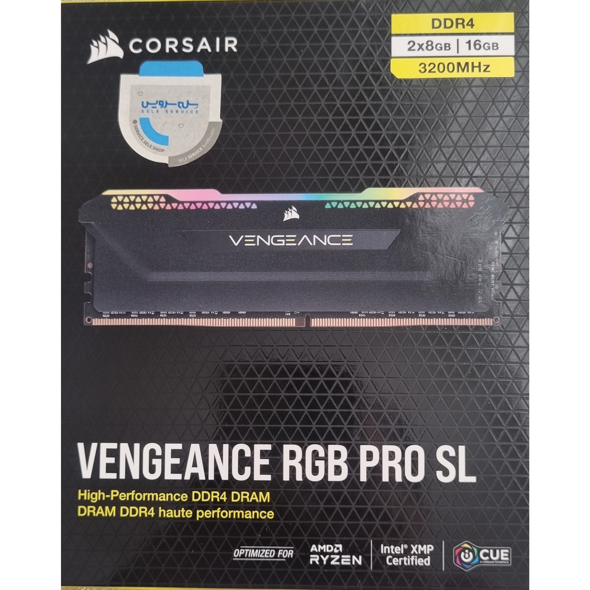 رم کامپیوتر کورسیر دو کاناله Vengeance RGB Pro فرکانس 3200 مگاهرتز DDR4 تایمینگ CL16 حافظه 16 گیگابایت