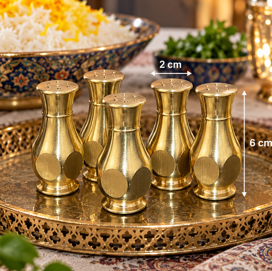 نمکدان برنجی شش گوشجدید