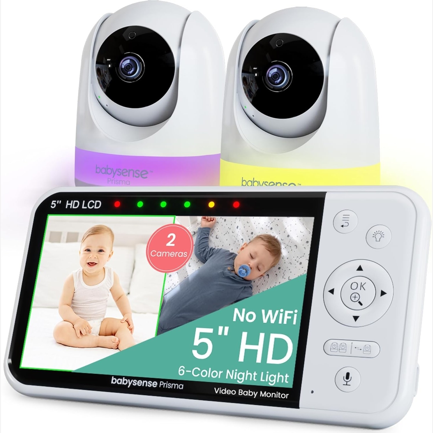 مانیتور نوزاد و کودک دو دوربینه، Babysense با صفحه نمایش 5.5 اینچی