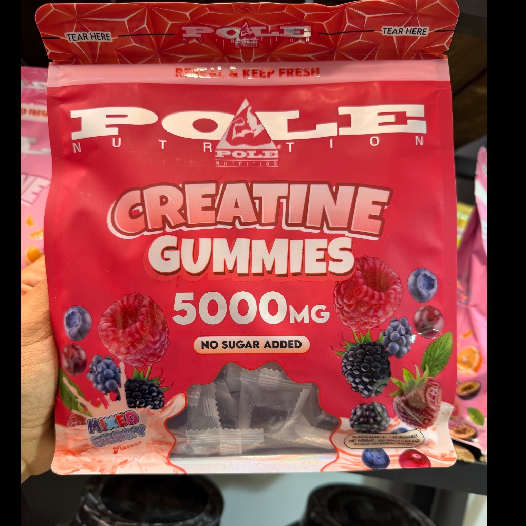 پاستیل کراتین مونوهیدرات بدون قند پل نوتریشن 5000 میلیگرم 60 عددی (300 گرم) Pole Nutrition Creatine Gummies 5000mgجدید