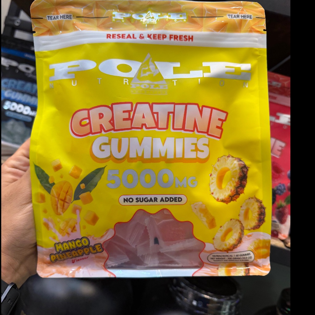 پاستیل کراتین مونوهیدرات بدون قند پل نوتریشن 5000 میلیگرم 60 عددی (300 گرم) Pole Nutrition Creatine Gummies 5000mgجدید