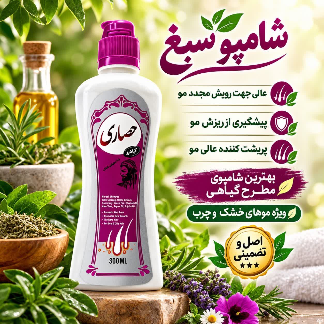 شامپو سبغ اصل و درجه یک، ویژه موهای معمولی (یکی از بهترین شامپوهای مطرح گیاهی) 