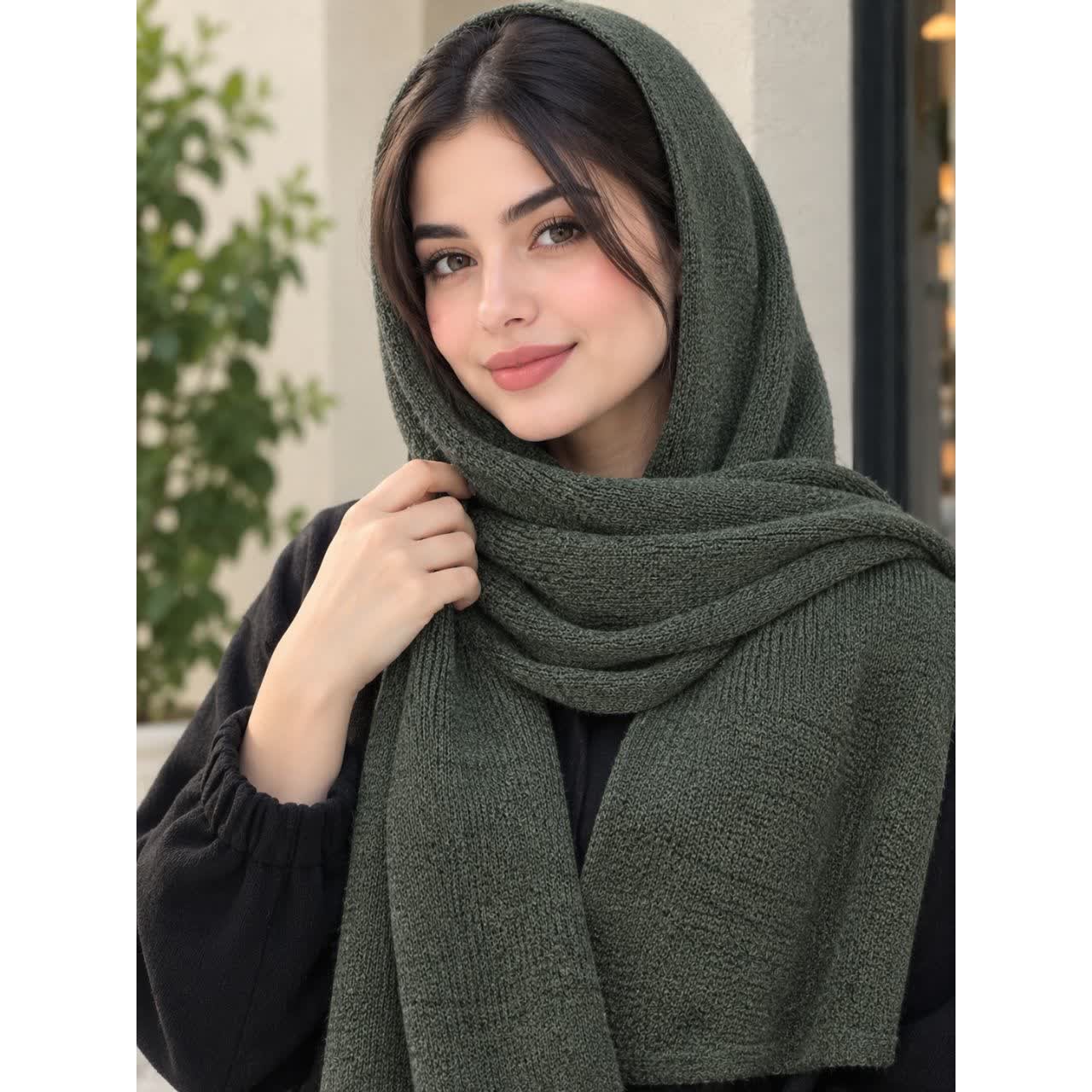 شال بافت ساده تک رنگ جدید