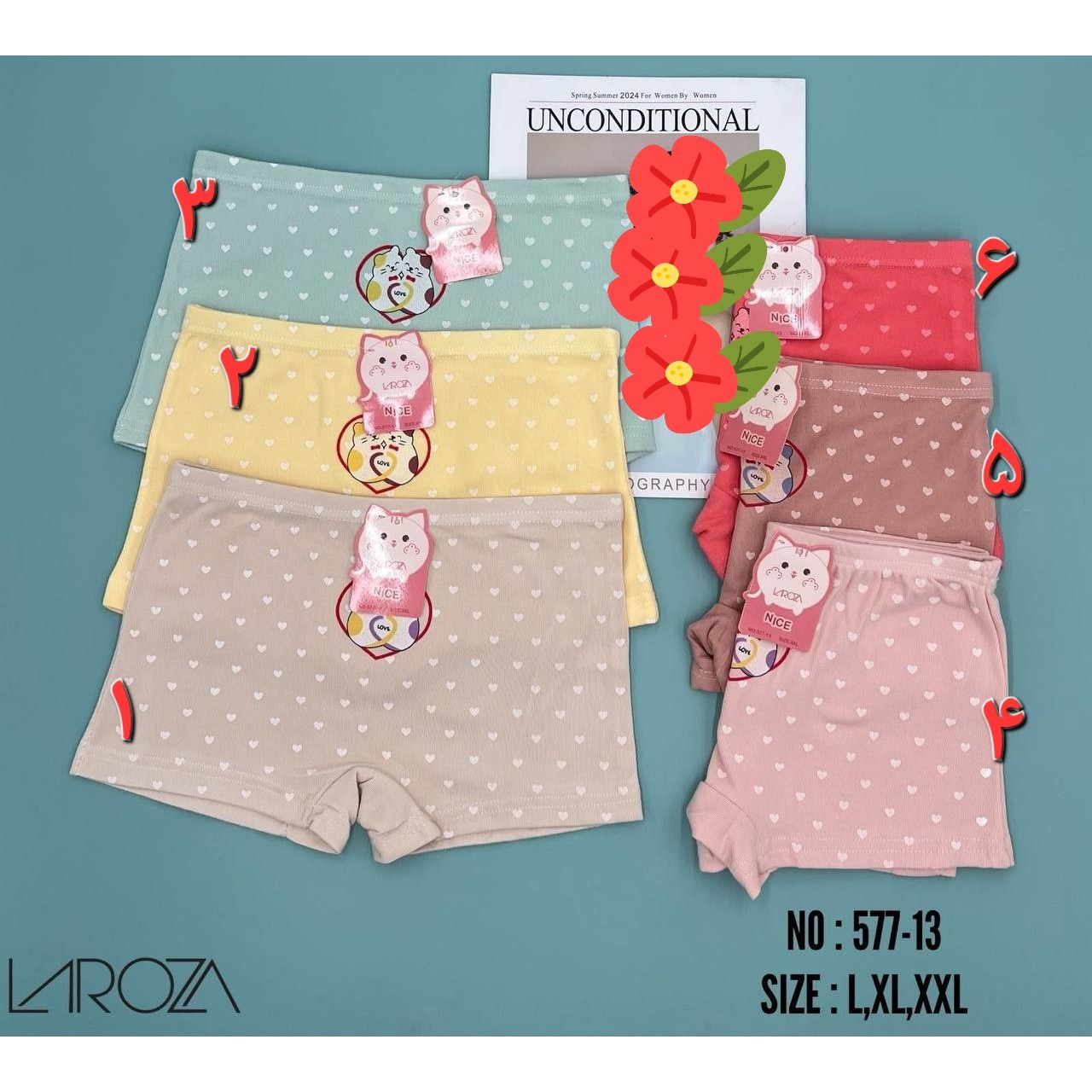 شورت بچگانه پادار نخ پنبه (دخترانه)L-xl-xxl
