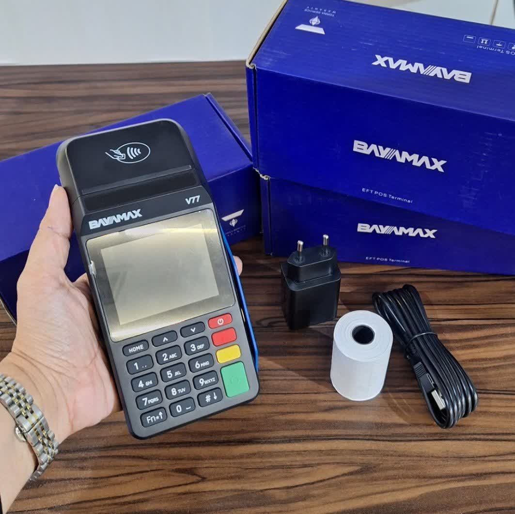 دستگاه کارتخوان برند BAYAMAX مدل V77+ سیار + بدون هزینه ی فعالسازیجدید