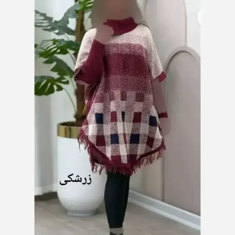 پانچ بافت طرح برفی آستین کشبافت فری سایزجدید