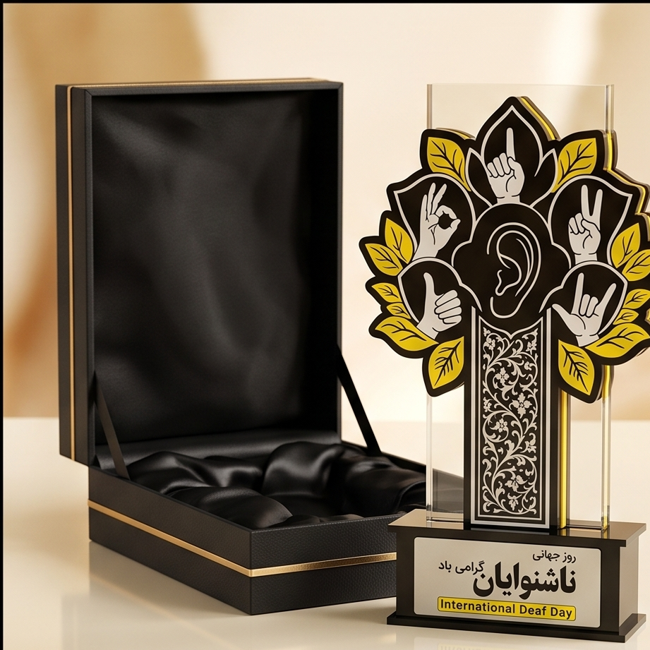 تندیس روز جهانی ناشنوایان و زبان اشاره (طرح درخت اشاره و رویش)جدید
