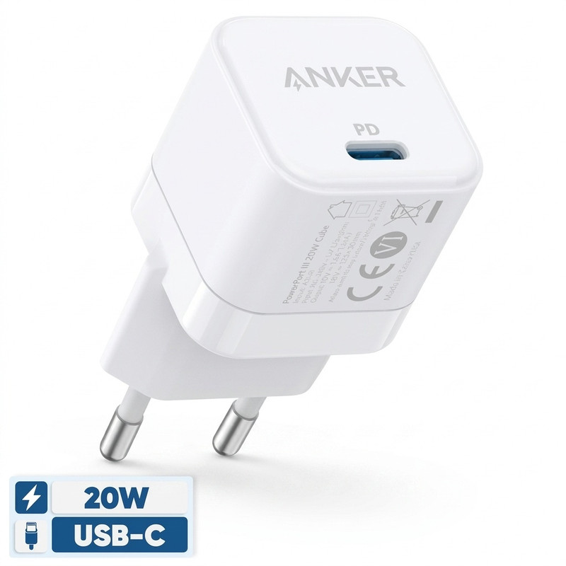 شارژر دیواری 20 وات انکر مدل PowerPort III A2149 Cubeجدید