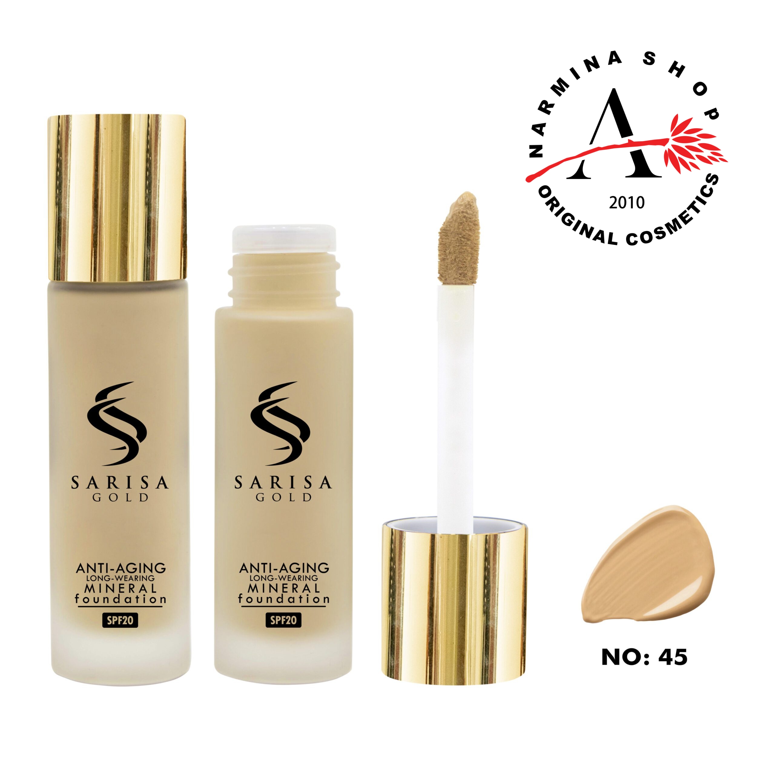کرم پودر شیشه ای ساریسا شماره 45 (sarisa gold)