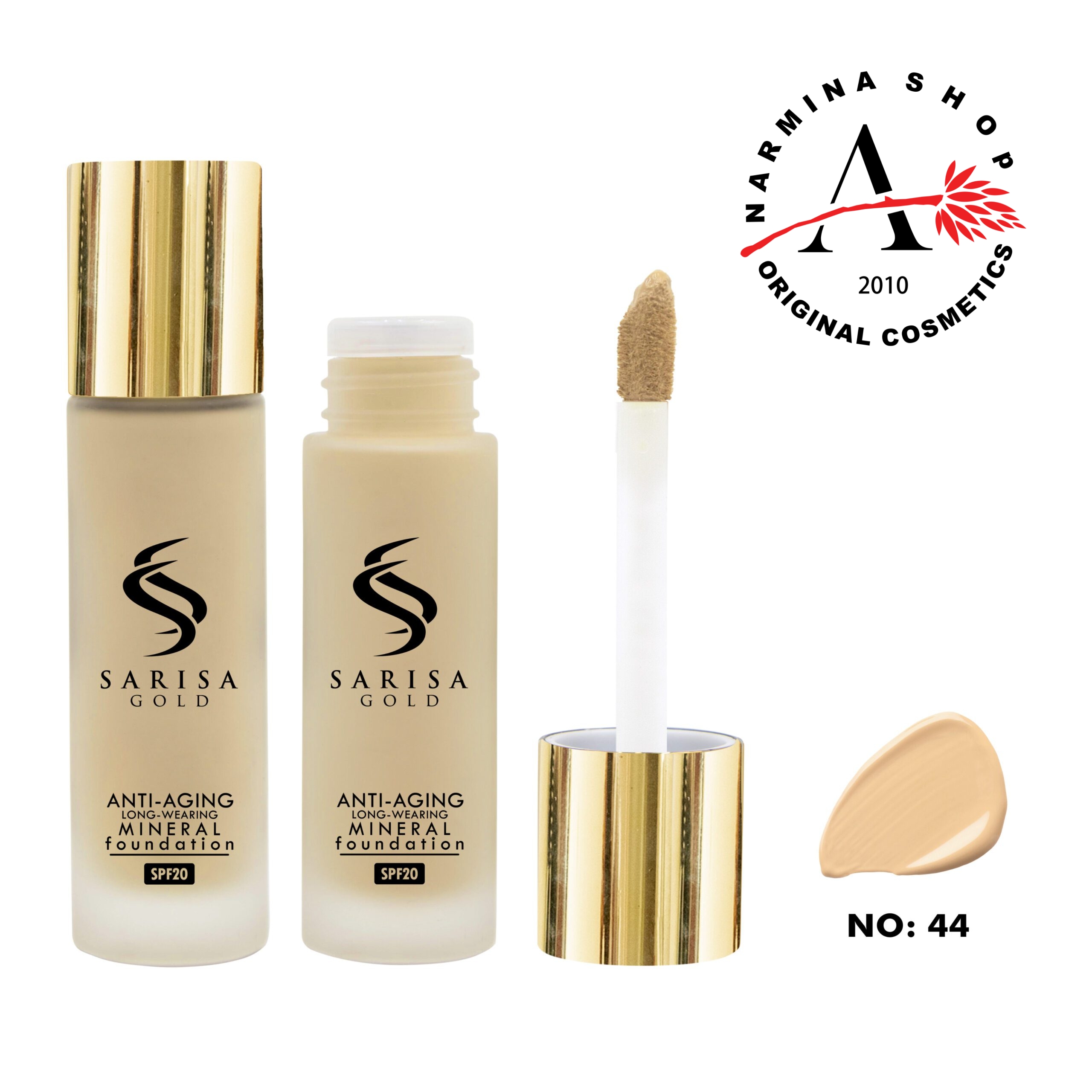 کرم پودر شیشه ای ساریسا شماره 44 (sarisa gold)