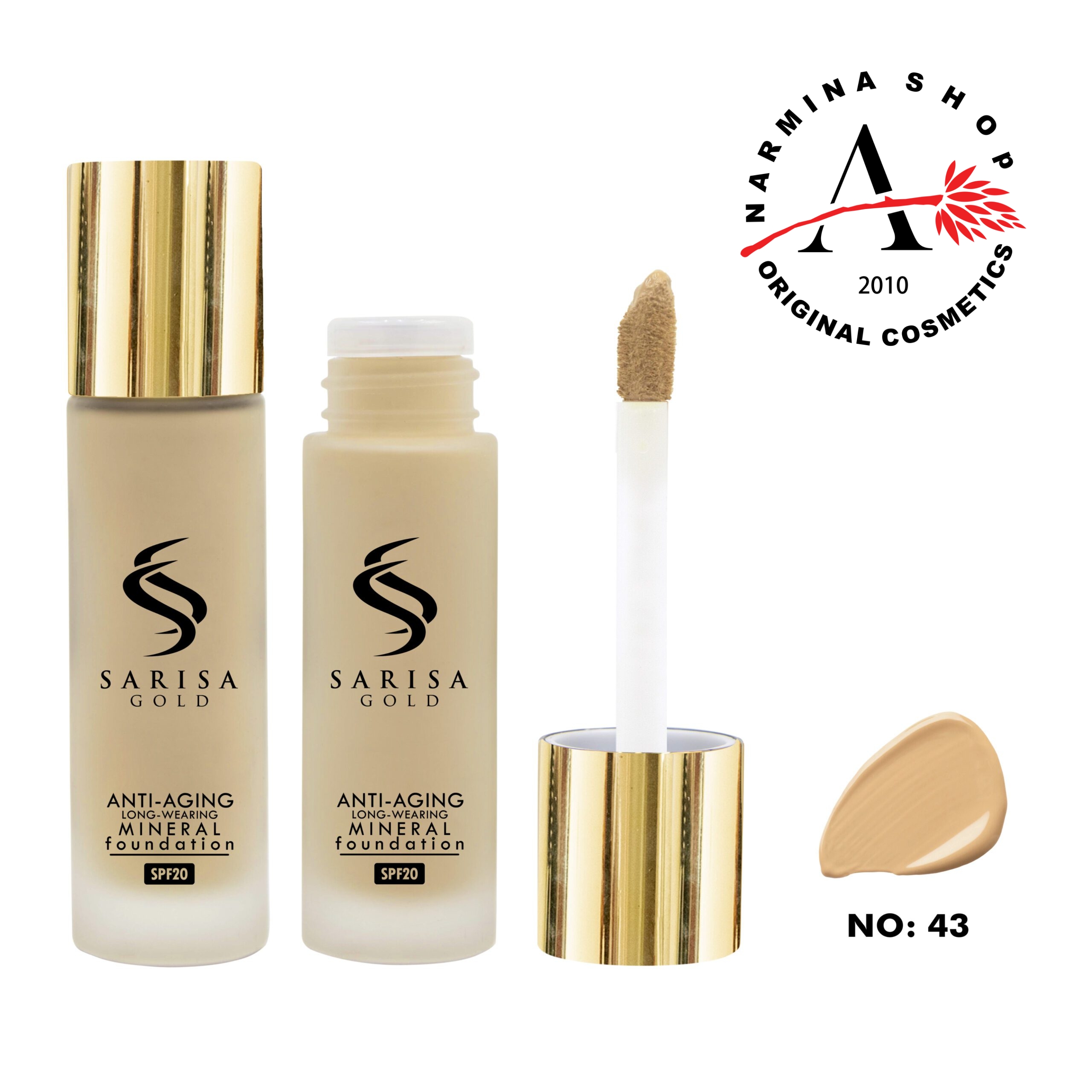 کرم پودر شیشه ای ساریسا شماره 43 (sarisa gold)
