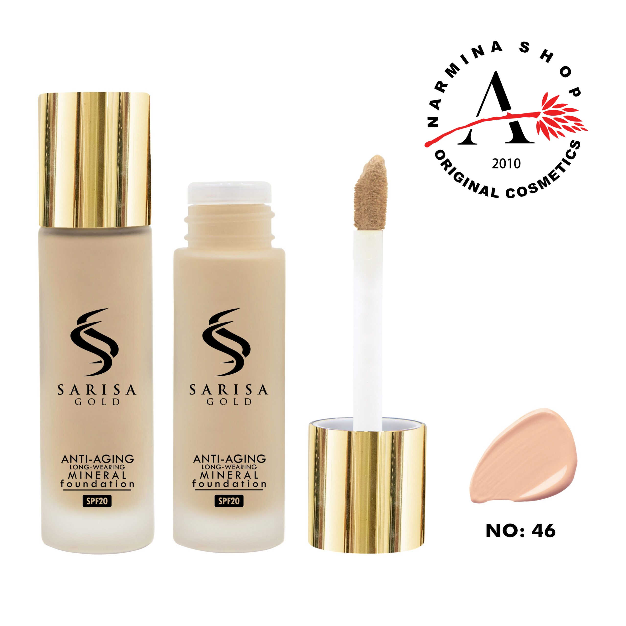 کرم پودر شیشه ای ساریسا شماره 46 (sarisa gold)