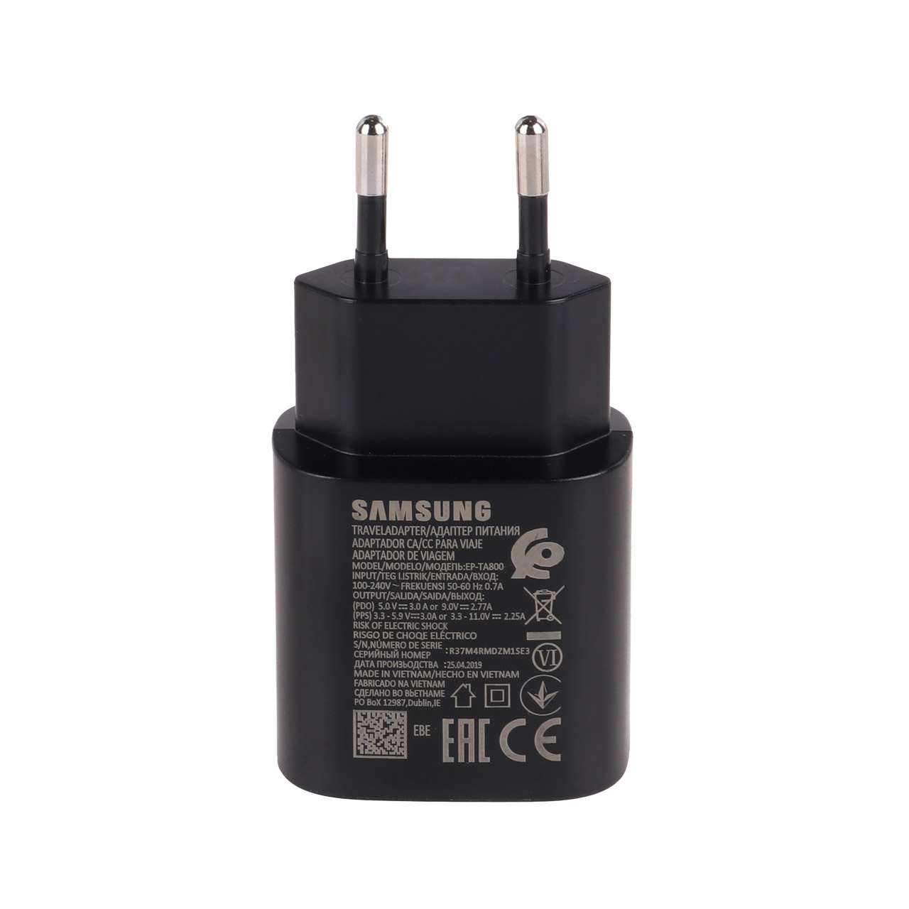 شارژر دیواری فست و PD تک پورت سامسونگ EP-TA800 25W - مشکی (بدون جعبه)جدید