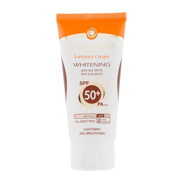 کرم ضد آفتاب روشن کننده رنگی سان سیف مدل Whitening با SPF50 وزن 50 گرم