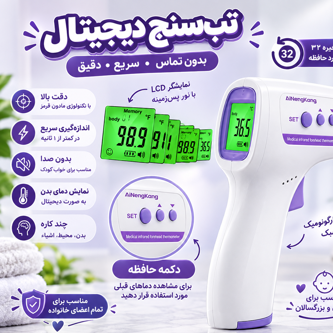 تب سنج دیجیتالی مدل ایننگ کنگ (AiNengKang)جدید