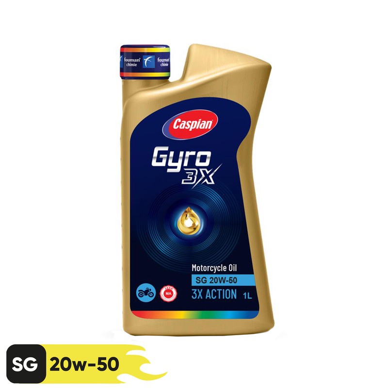 روغن موتورسیکلت کاسپین مدل SG-20W-50 حجم 1 لیتر مدل 2جدید