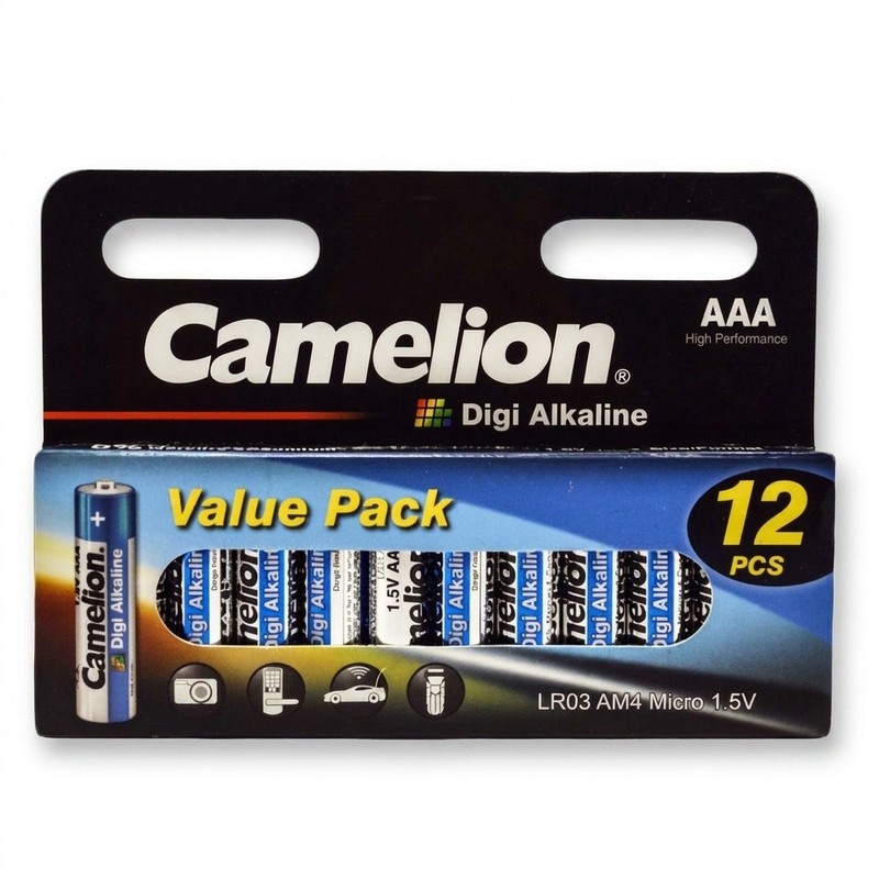 باتری نیم قلمی کملیون مدل digi alkaline بسته 12 عددیجدید