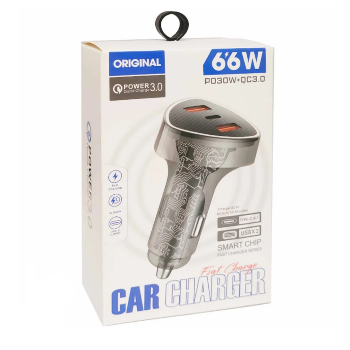 شارژر فندکی فست شارژ 66 وات 3 پورت مدل ZF120جدید