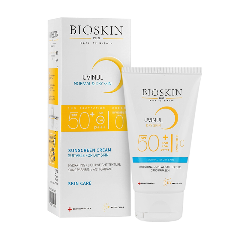 کرم ضد آفتاب SPF50 بی رنگ پوست پوست خشک بایو اسکین پلاس حجم 40 میلی لیترجدید