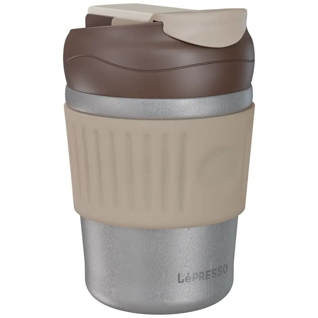 ماگ لپرسو LePresso Tumbler Mug دوجداره مدل دو درپوش Dual-Sip مدل LP-TM350 – طوسی