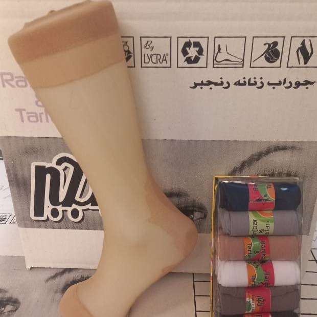 جوراب دوربع شیشه ای رنگبندی.مشکی.سرمه ای.موشی قهوه ای.سفید.دودی.کرم