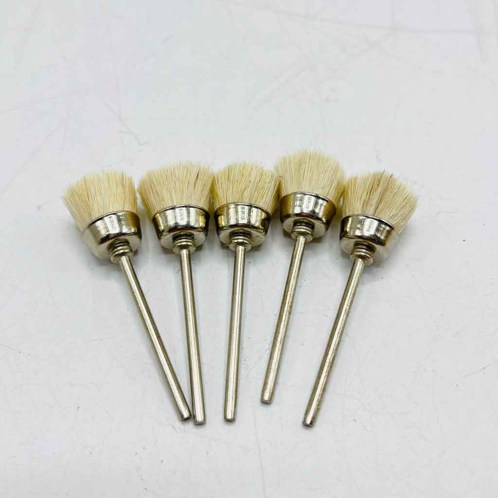 فرچه مویی کاسه ای مینیاتوری سفید مجموعه 5 عددی shga