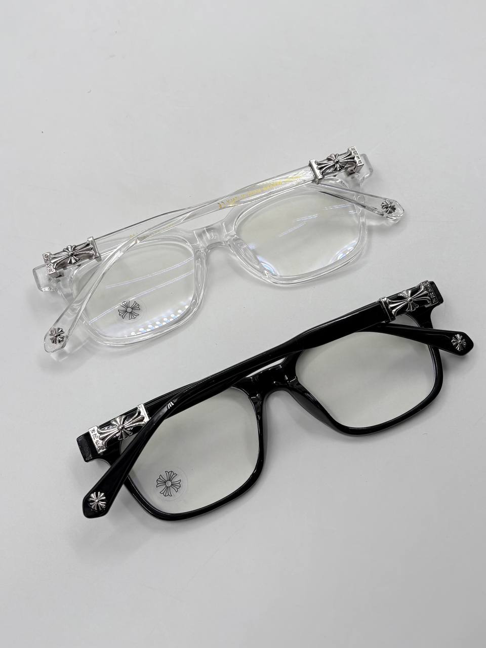 عینک آنتی بلو لایت طرح کروم هارتس (Chrome Hearts) - مدل مربعی مشکی و شفاف کد 71