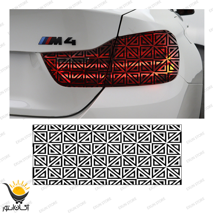 برچسب چراغ خودرو طرح مربع مثلث بسته دوعددی