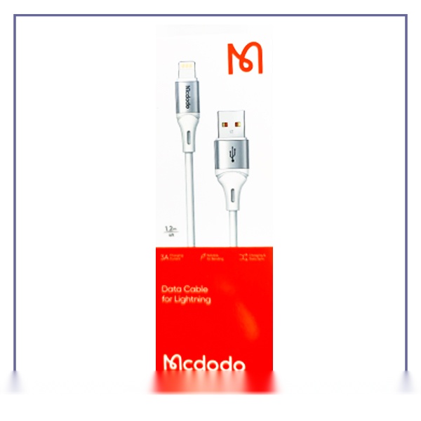 کابل فست شارژ لایتنینگ 1.2 متری مک دودو Mcdodo Lightning Data Cable CA-183 - سفیدجدید