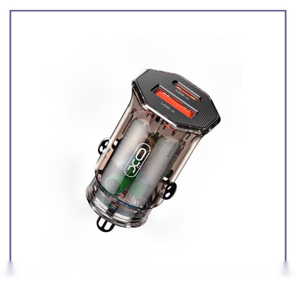 شارژر فندکی دوپورت 33 وات همراه با کابل ایکس او XO-CC50 Car Charger Suit - تایپ سی به لایتنینگ
