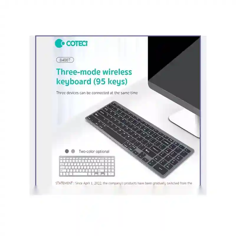 کیبورد بی سیم سه حالته کوتتسی Coteetci Three-mode wireless keyboard 84007 - خاکستری تیرهجدید