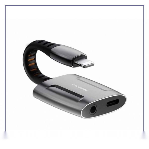 مبدل لایتنینگ به لایتنینگ و جک 3.5mm مکدودو Mcdodo Dual Port Lightning To Lightning+jack 3.5mm CA-6340جدید
