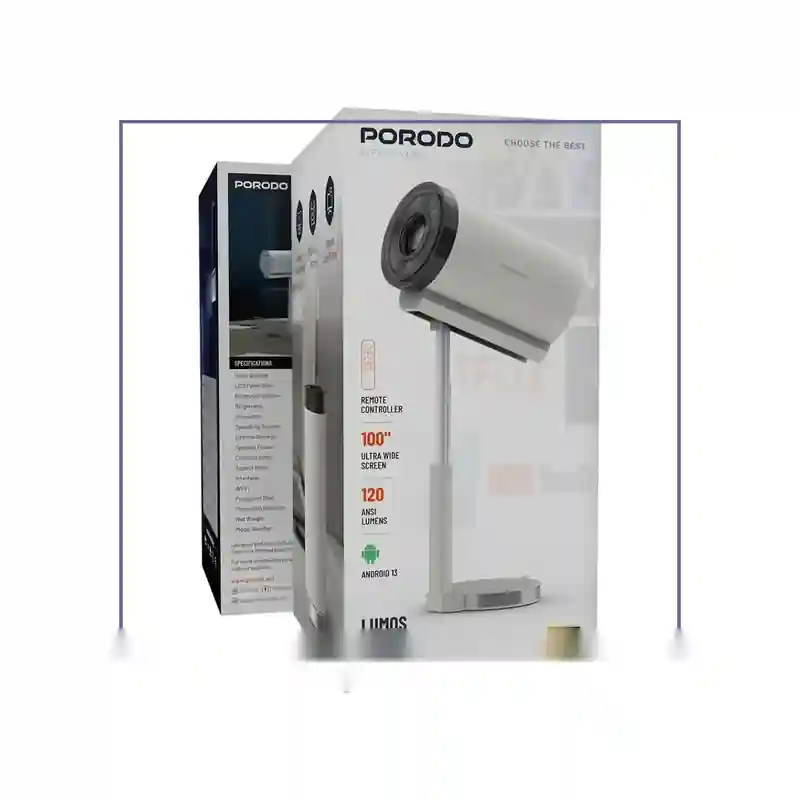 پروژکتور هوشمند پرودو Porodo Lumos Smart Projector PDTS7WHجدید