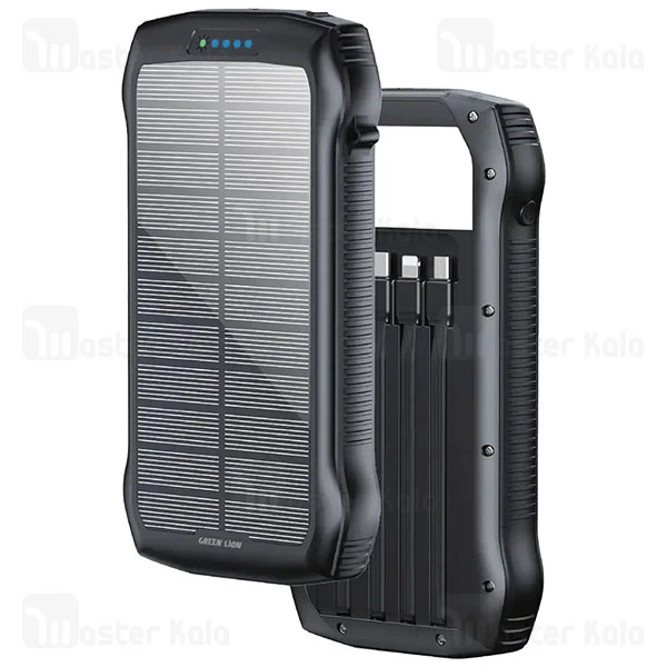 پاوربانک خورشیدی 20000 گرین لاین Green Lion Solar Force GNSOLF20PBBK توان 22.5 وات و کابل متصلجدید