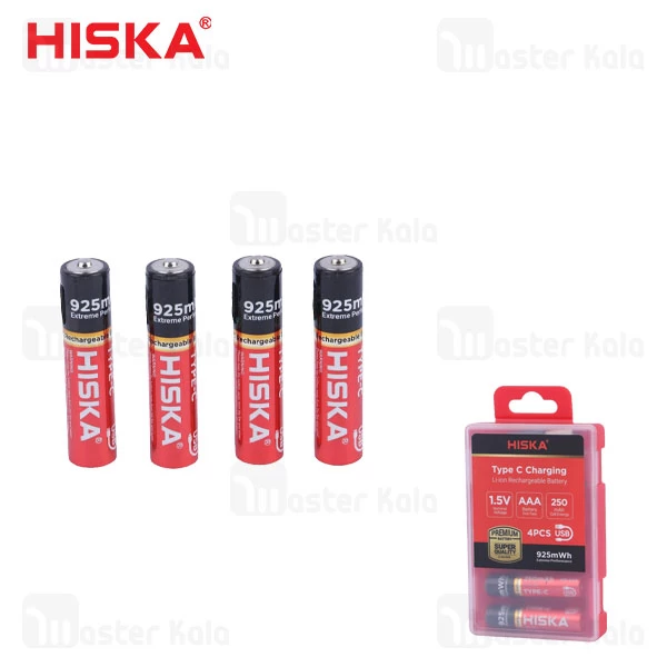 پک 4 تایی باتری نیم قلمی شارژی هیسکا Hiska H16-AAA4جدید