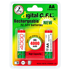 باتری قلمی شارژی دیجیتال C.F.L کد 4000 بسته 2 عددی