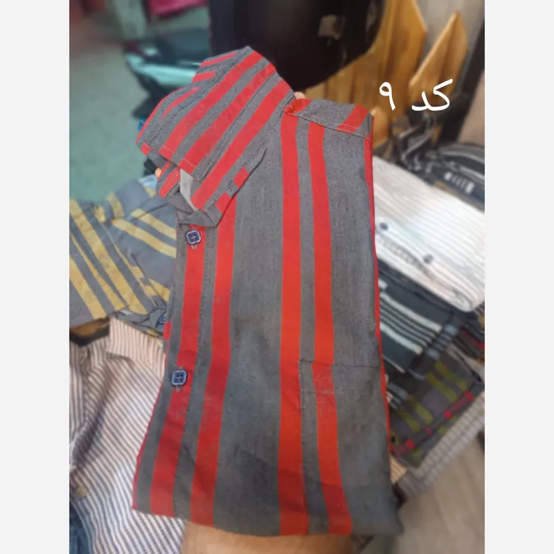 پیراهن آستین بلند مردانه دنیم راه راه جیبدار